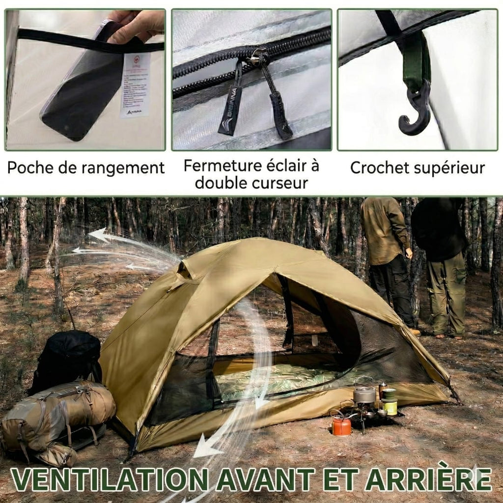 Tente Camping 2 Places Ultra Légère Imperméable RandoCamp