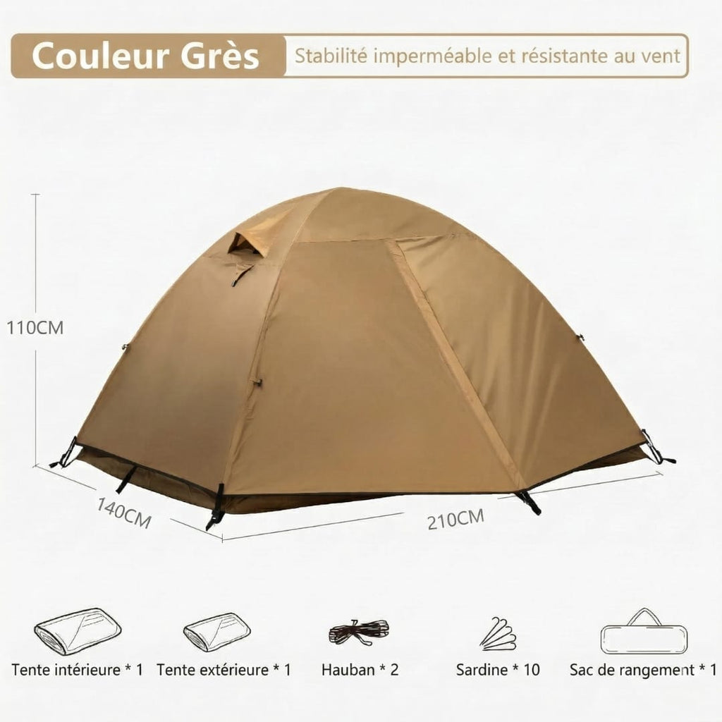 Tente Camping 2 Places Ultra Légère Imperméable RandoCamp