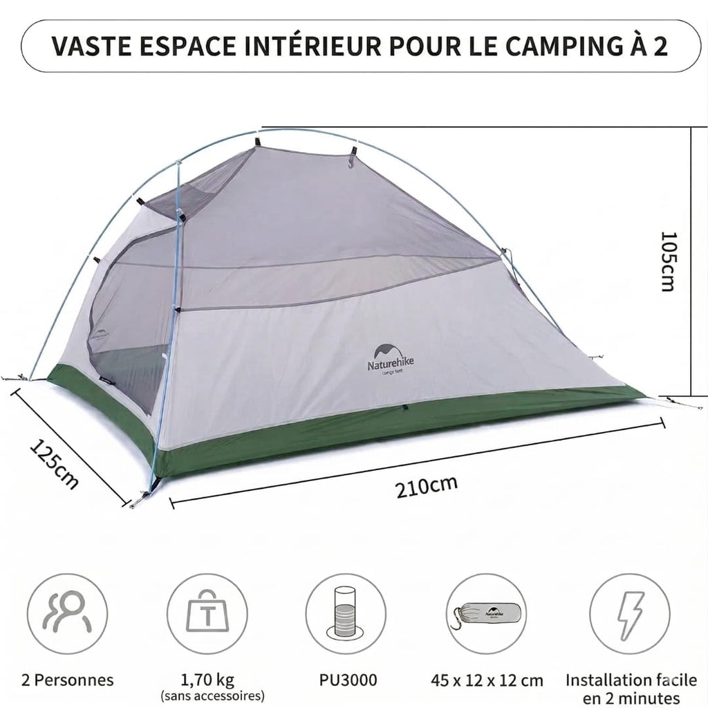 Tente Camping 2 Places Étanche et Spacieuse RandoCamp