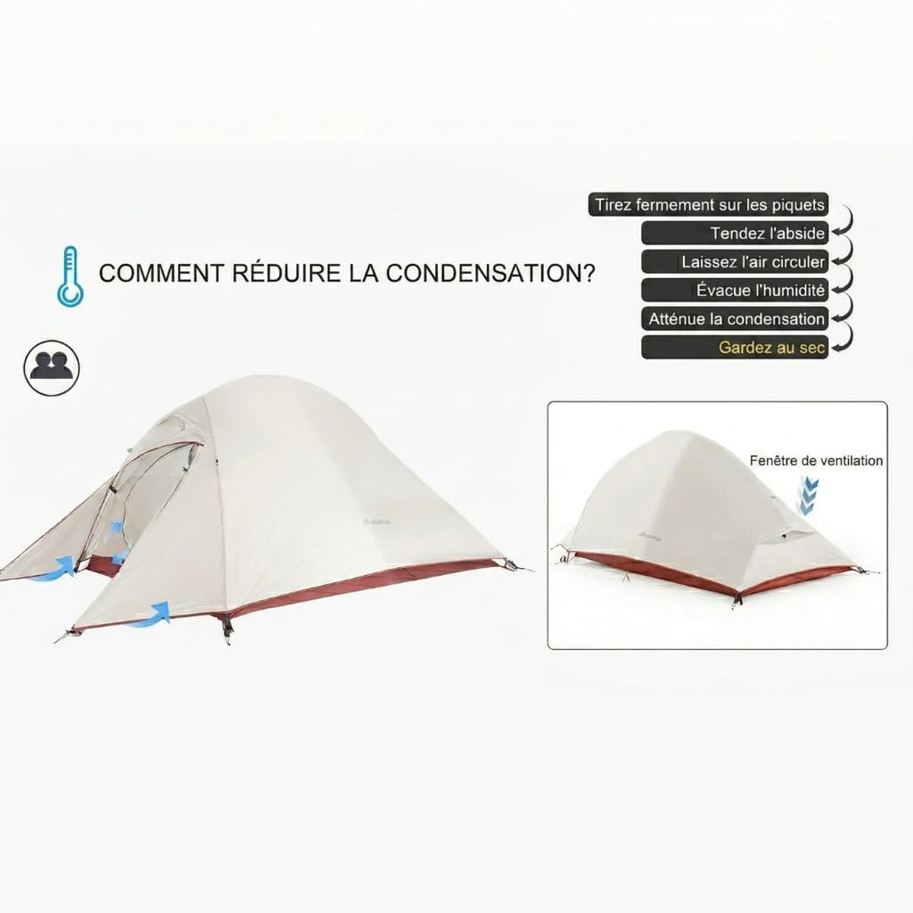 Tente Trekking 2 Places Ultra-Étanche en Nylon RandoCamp