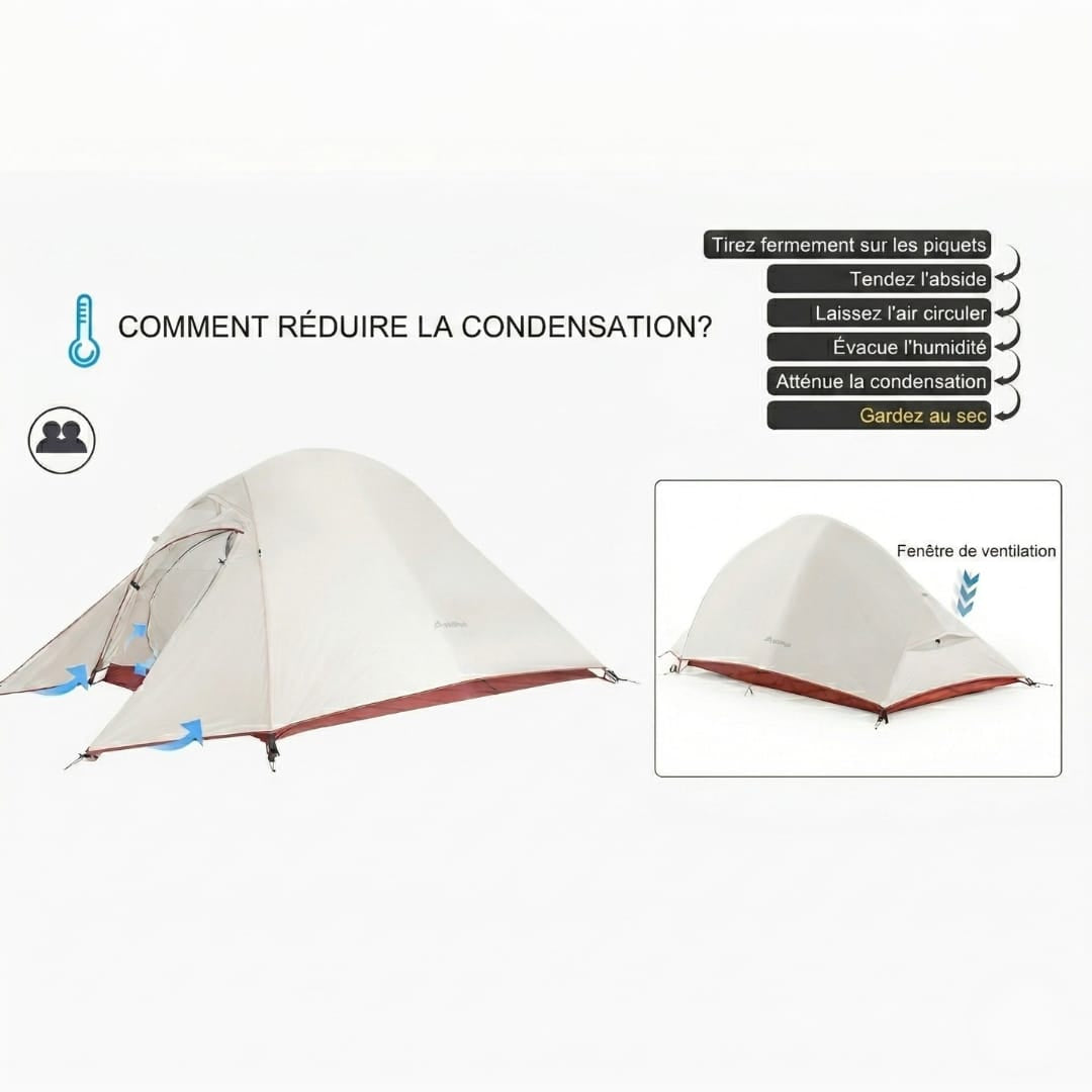 Tente Trekking 2 Places Ultra-Étanche en Nylon RandoCamp