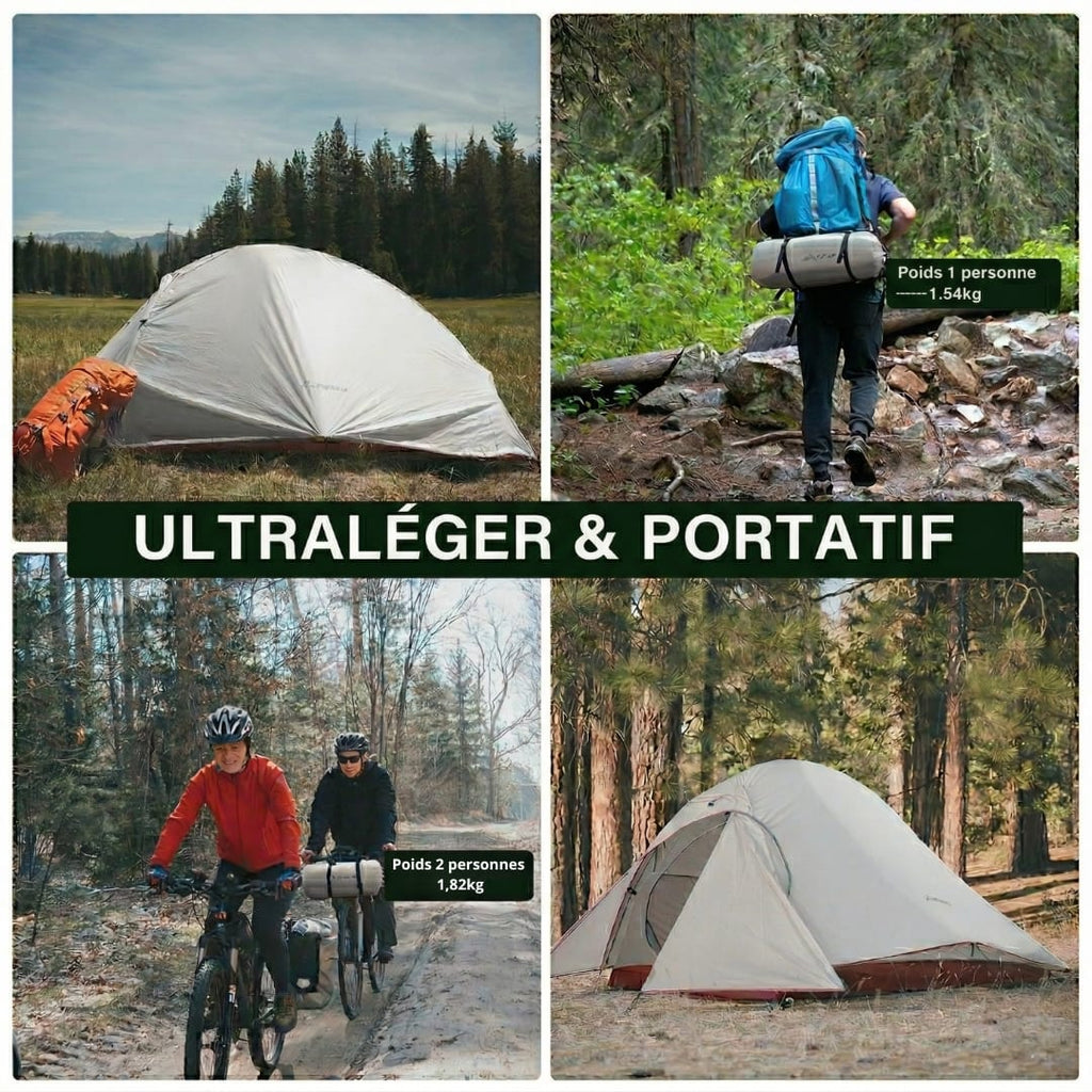 Tente Trekking 2 Places Ultra-Étanche en Nylon RandoCamp