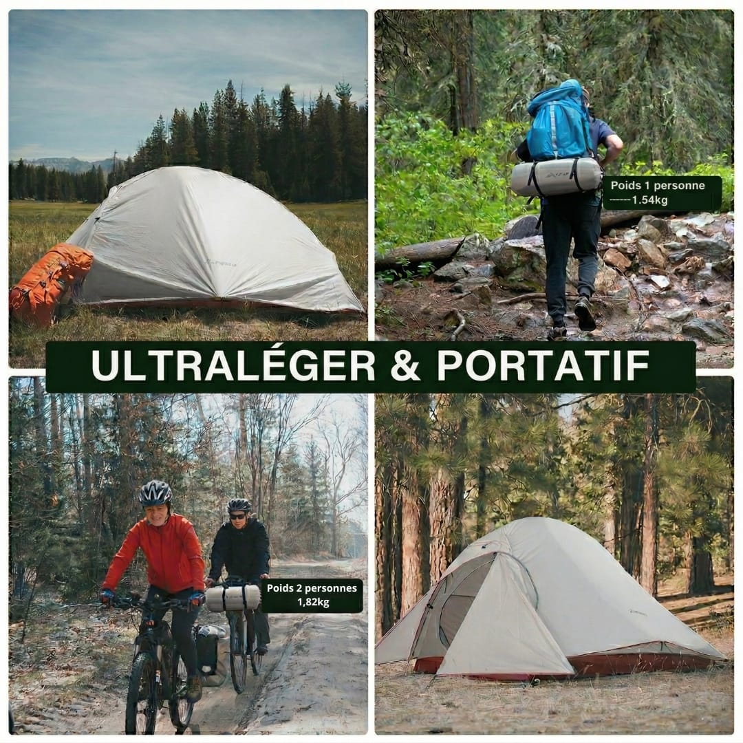 Tente Trekking 2 Places Ultra-Étanche en Nylon RandoCamp